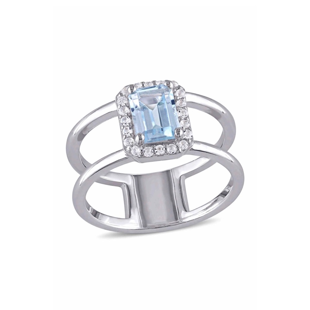 Sterling Silver Blue & White Topaz Ring
